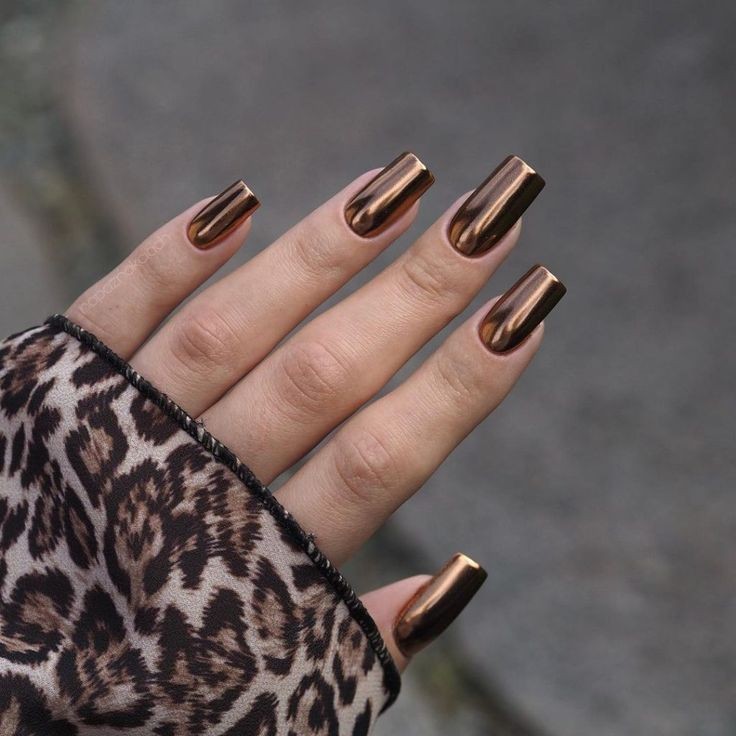 Metallic Dark Brown Manicure Nails