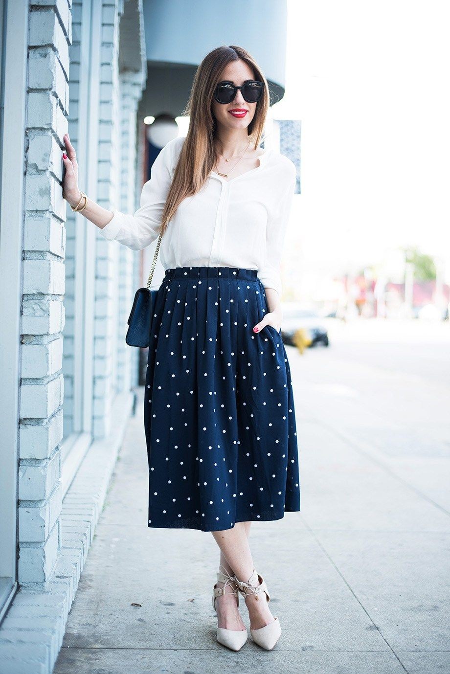 Polka Dot Asymmetrical Skirt
