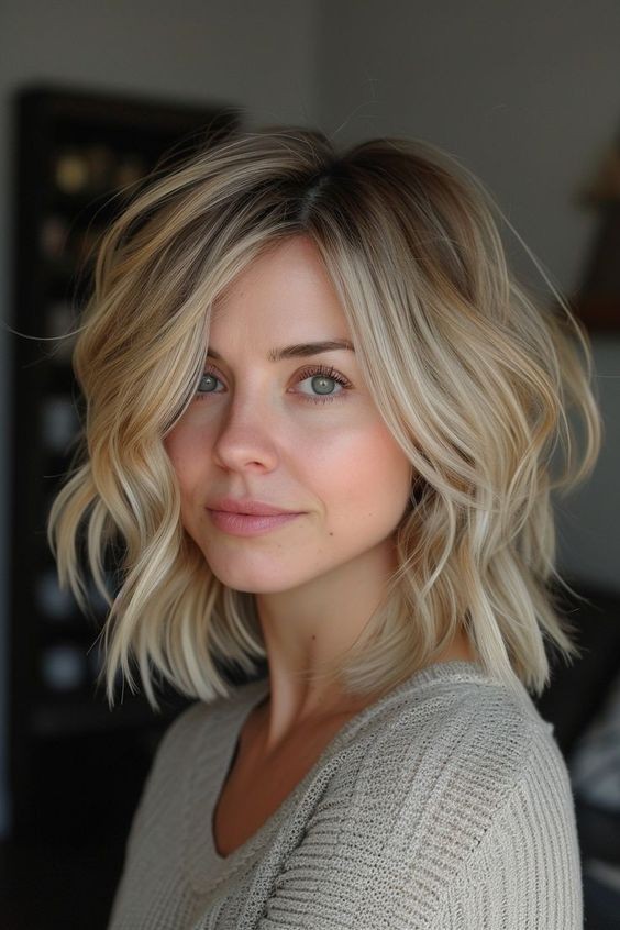 Bob cut with tousled waves 