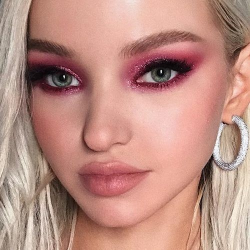 Pink Eye-Shadow with Nude Shade Lipstick