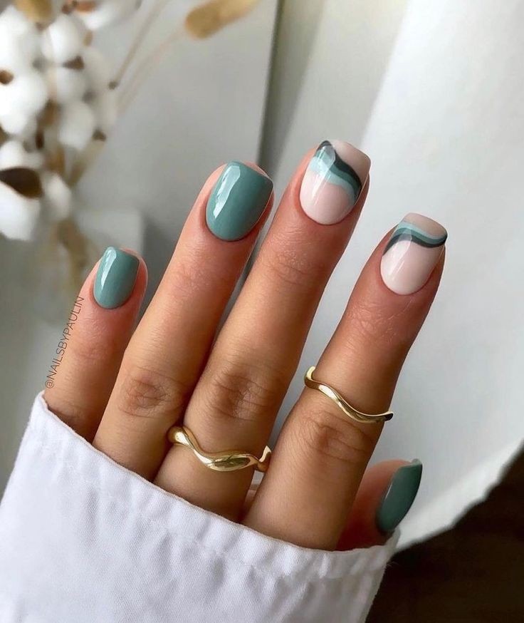 Turquoise short nail color