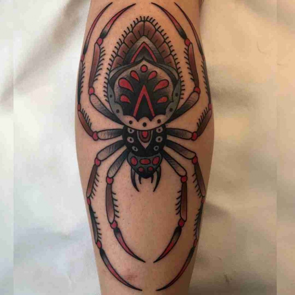 Brown spider tattoo