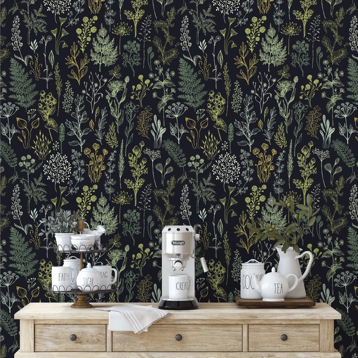 Floral pattern wallpaper inspired by Harry Potter