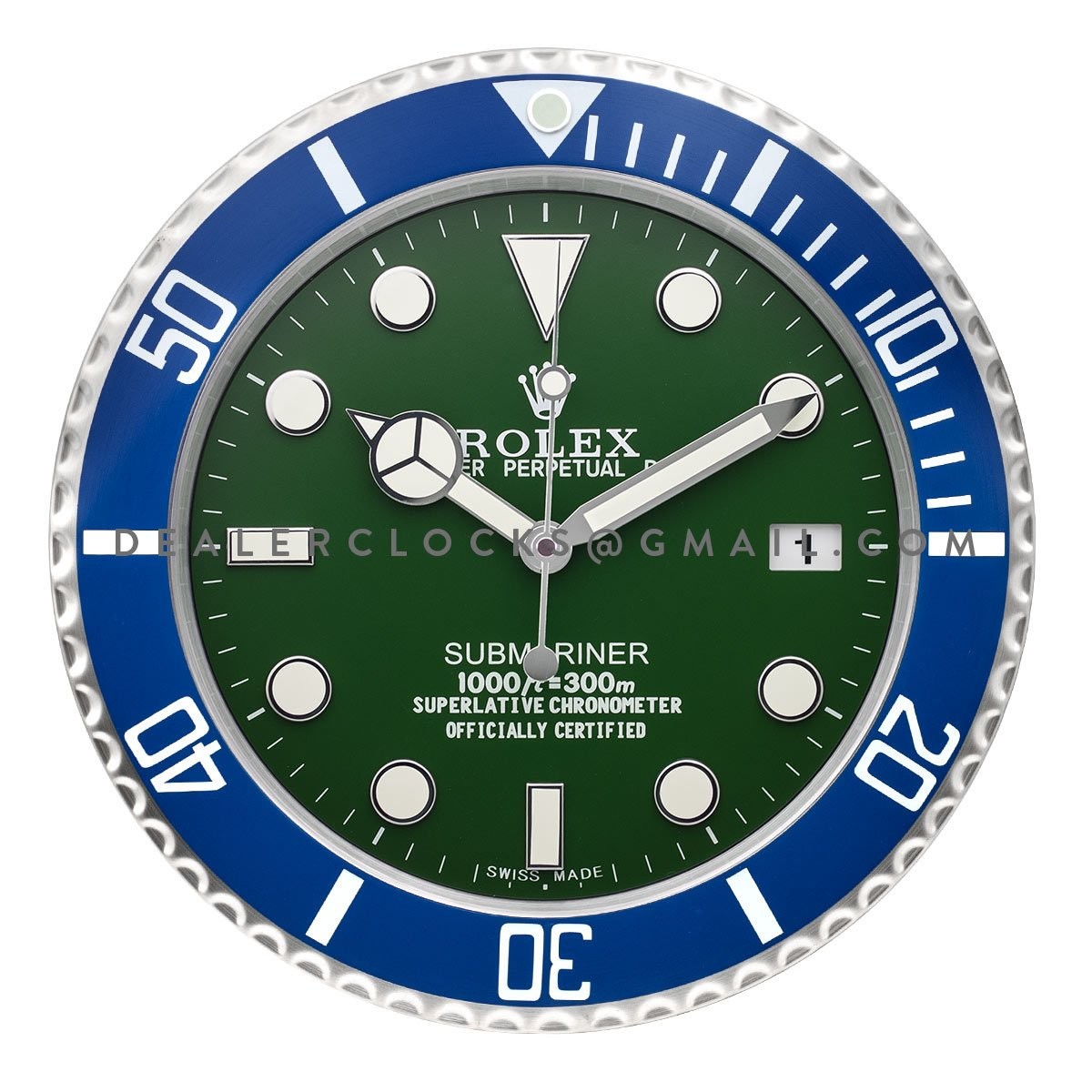 Rolex wall clock submariner vivid blue