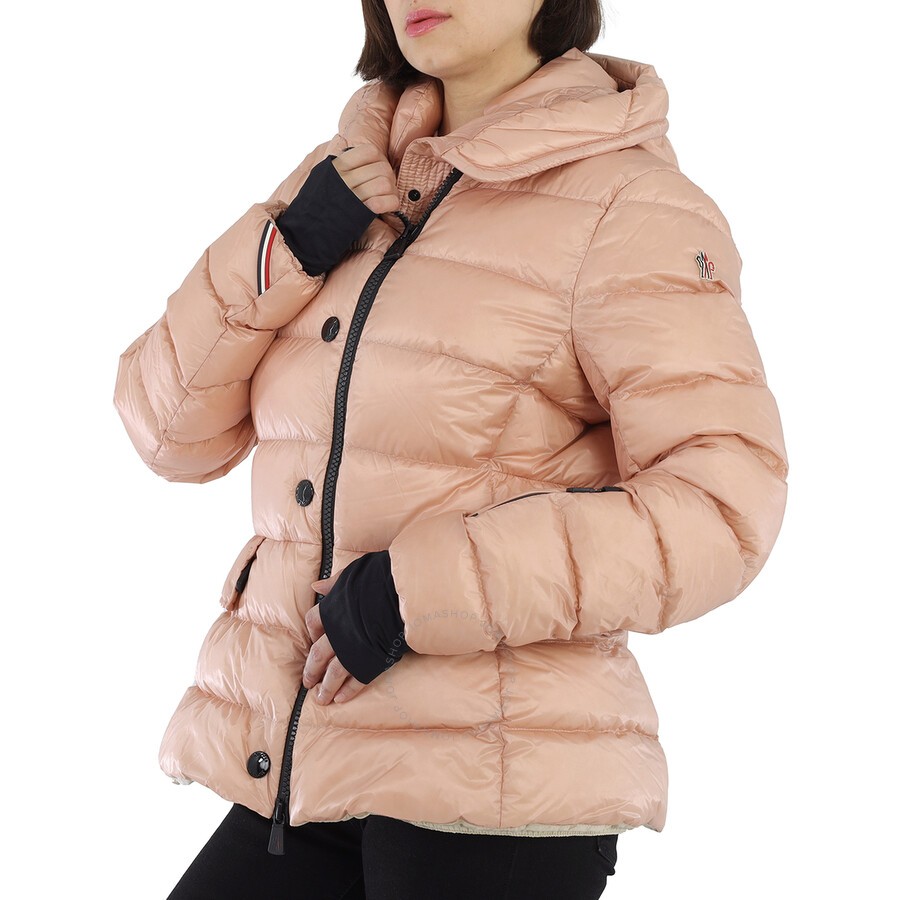 Monclear Ladies Pastel Pink Armonique Zip-Fastening Hooded Puffer Jacket 