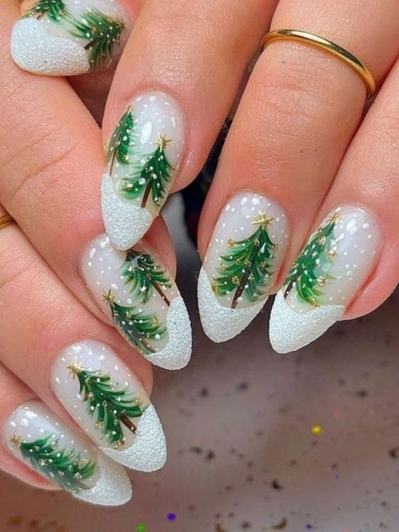 Christmas Tree and Snow Nails