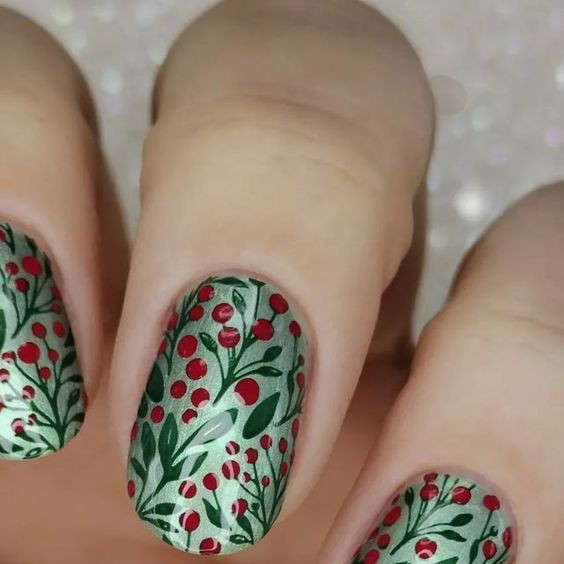 Holly Berries December Nails