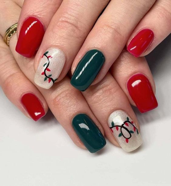 Red and Green Nails