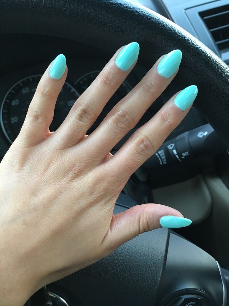 Teal Short Almond Nails